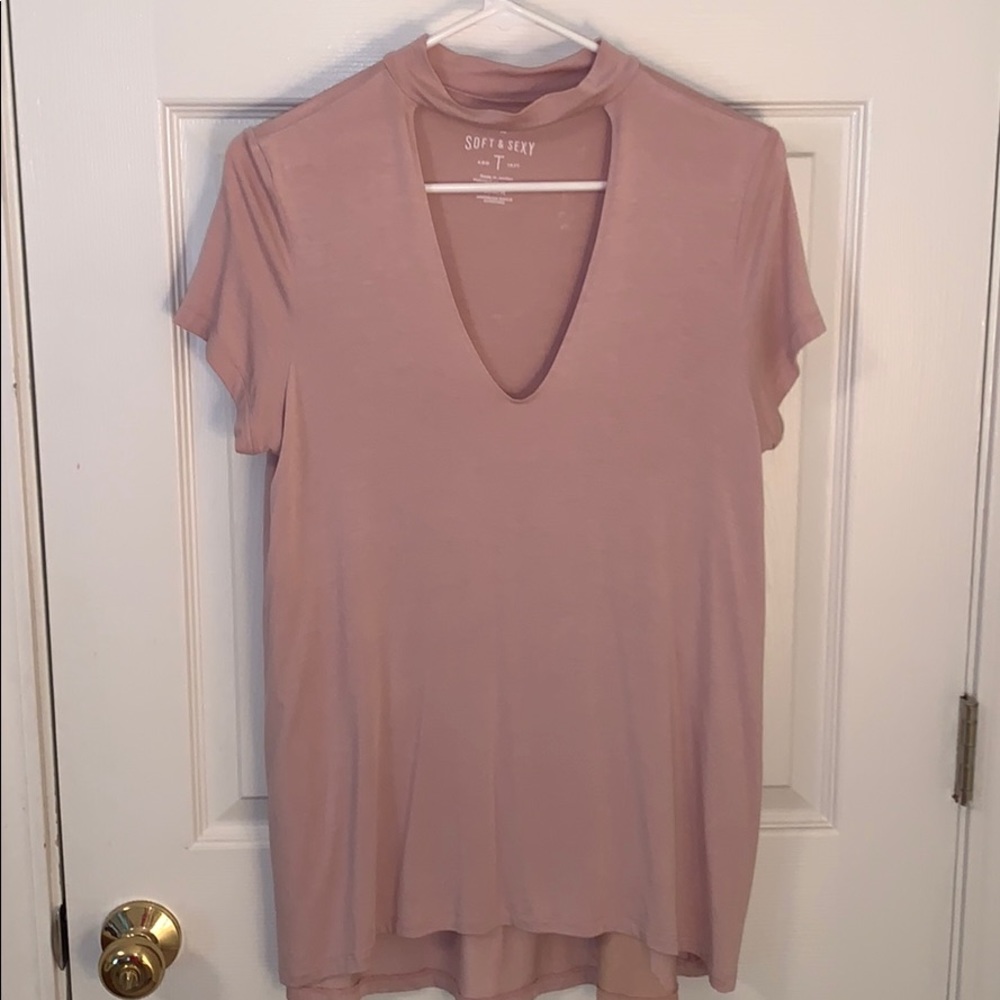 American Eagle Soft & Sexy Choker V Neck Tee